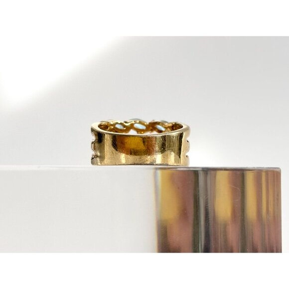 18k Gold HGE Multi Gemstone Triple Row Cocktail Vintage Ring - sz 6 - Picture 2 of 10